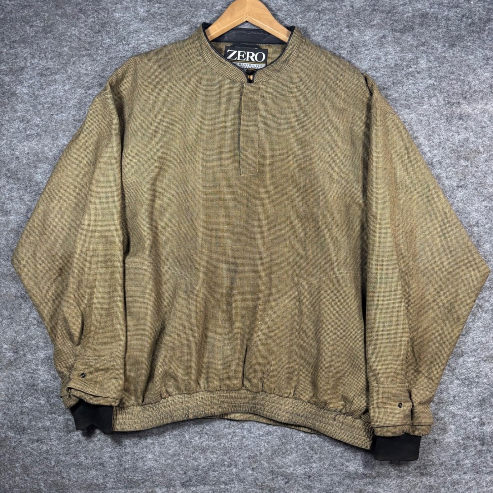 VTG Zero Restriction Golf Pullover Mens XL Wool Silk Cashmere Brown Houndstooth